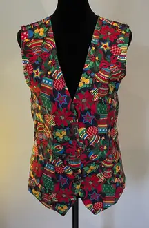 Festive Multicolor Holiday Vest large fit super cute