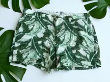 OLD NAVY Tropical Palm Leaf Linen Blend Shorts Size 12