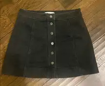 Madewell Metropolis Snap Front Black Denim Mini Skirt 6 EUC