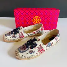 ELISA LOGO FLAT ESPADRILLES Happy Times Perfect Navy Embroidered 10