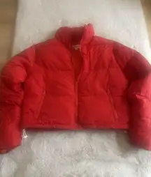 Hujoin Womens Red Crop‎ Short Puffer Jacket Sz S