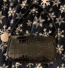 Black Crocodile Handbag Shoulder Purse