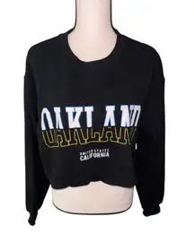 Missguided Oakland California Cropped Black Sweatshirt Size Medium 
