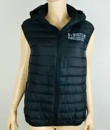 H&M Black Sleeveless Hooded Puffer Jacket Coat Strictly Exclusive Women's M