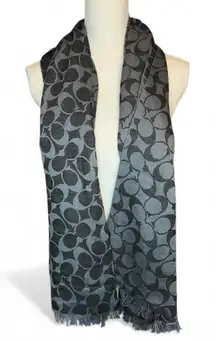 Coach black/gray signature monogram wrap scarf shawl quiet luxury scandi girl