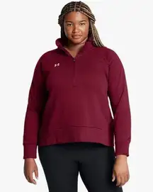 NWT Under Armour Women's Cardinal Red Rival Fleece Half Zip Size Small