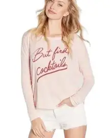 NWT Wildfox But First, Cocktails Pink Sweatshirt Size XS