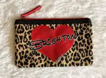 Brighton  Red Heart Leopard Print Canvas Makeup Bag Pouch 2020 Cosmetic