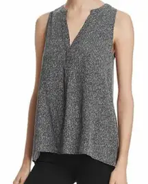 Joie Silk Sleeveless Blouse Small Black Brown White Geometric V Neck Tank