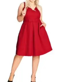 City Chic  Red Big Bow Fit & Flare Dress Size large 20