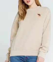 Montana Embroidered Moose Crewneck Sweatshirt Pullover Full Tilt Women's Large
