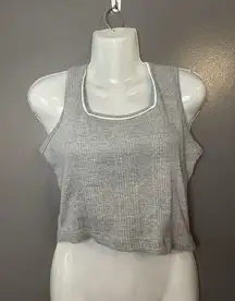 Bravo Tank Top Womens Medium Gray Ribbed Cropped 100% Cotton Shirt Casual