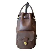 Vintage COACH Brown Glove Tanned Leather Large Sling Backpack Knapsack COA 9992