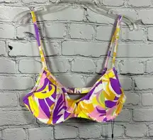 Give It a Swirl Printed Bikini Swim Top Underwire Multicolor M NWT