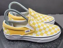 Vans Yellow Checkered Slip Ons