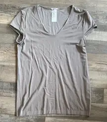 Wolford Women's V-Neck Tan Top size M