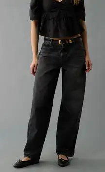 American Eagle Skater Jeans Womens 6 Black Low Rise Wide Leg Baggy Y2K Grunge