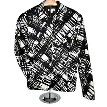 | Coldwater Creek | Ivory Black Lined Bold Edgy Abstract Line Art Blazer - 8