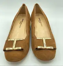 SESTO MEUCCI Ramie Napa Bow Pump - US 7 brown heels pump shoes Suede soft buckle