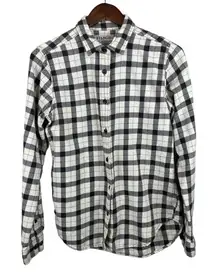 Filson Shirt Womens Medium‎ Brown Cream Plaid Check Long Sleeve Button Up Casual