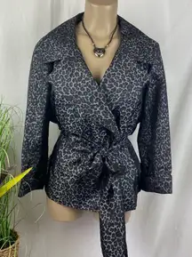 Alex Marie Gray & Black Animal Print Half Sleeve Wrap Top PL