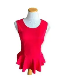 Womens  Red Sleeveless Peplum Top - Sz L