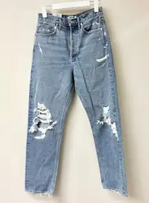 NWT Agolde Mid Rise Loose Fit Distressed Denim Straight Jeans Fall Out Womens 25