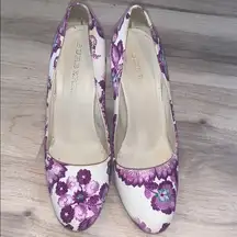 floral purple 4 inch heel Italian made leather sole 40.5 or 10.5