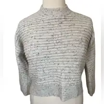 Mock neck ribbed knit long sleeve cropped sweater