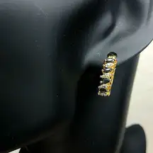 ROSS SIMONS Diamond Sapphire Vermeil Yellow Gold Sterling Silver Hoop Earrings