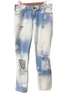 Current/Elliott Cloud Wash Destroyed Straight Leg Jeans