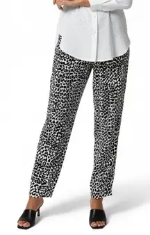 Banana Republic Animal Print Straight Leg Trousers Womens 0 Black White Glam