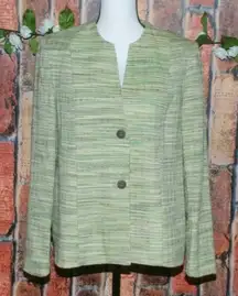 Alfred Dunner Ladies 8 Shades of Green Woven Blazer Jacket Size 8 Career Church