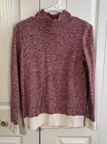 Loft Outlet cranberry cream knit high neck sweater size medium