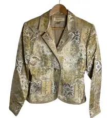 Peck & Peck Elegant Gold and Silver Women's Jacket With Intricate Designs Size 4