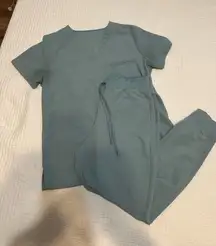 Women’s Mandala Scrubs Light Blue Scrub Set Size S