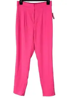 Bar III Small Career Pants Skinny Leg High-Rise Zip-Fly Pleated Neon Pink New