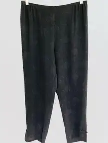 Citron Santa Monica Wome's L Silk
Baggy Trouser Pants Black Textured ~Laggenlook