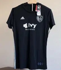 Adidas Sporting Kansas City Jersey Black MLS Ivy Investments KC Women Large 2018