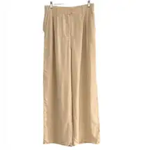 WAYF Cream Pleated Lined Wide Leg Pants Size Medium