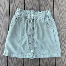 American Eagle size 4 green button up mini skirt western concert country denim