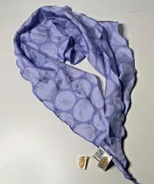 NWT Talbots 100% Silk Periwinkle Purple Scarf Polka Dots Wrap Ascot‎ New Preppy