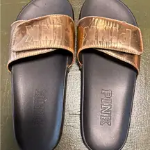 PINK Metallic Slide Sandals