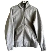 Carhartt Full Zip Sweatshirt High Neck Fleece Lined Ribbed Trim Cotton Gray M