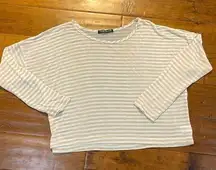 Happening in the present - cream & tan striped long sleeve cropped top