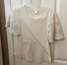 FINAL MARKDOWN Lauren Conrad crocheted sleeved tee xs