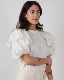 sea New‎ York hazel eyelet puff sleeve t shirt - white size Xs