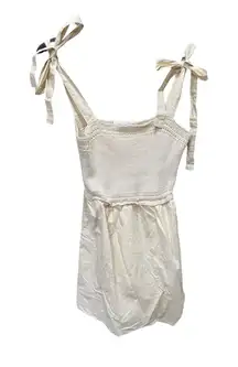 NEW Nordstrom ALL IN FAVOR Crochet‎  Minidress Bow Ties Beige Size Small