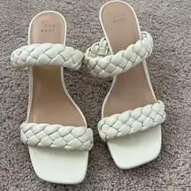 Cream Braided Mule Heels