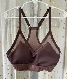 Victoria's Secret PINK Ultimate Lightly Lined Padded Sheer Mocha Sports Bra XS